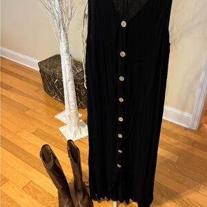 SHEIN Black Maxi Dress with Button Detail